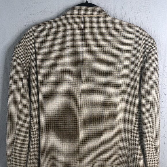 Eddie Bauer Blazer Men’s 46 Tall Brown Burgundy Houndstooth Silk Wool Jacket - Picture 12 of 16